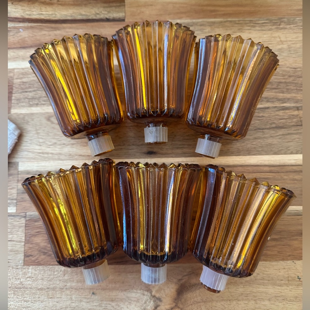 Homco Amber Glass Candle Holders